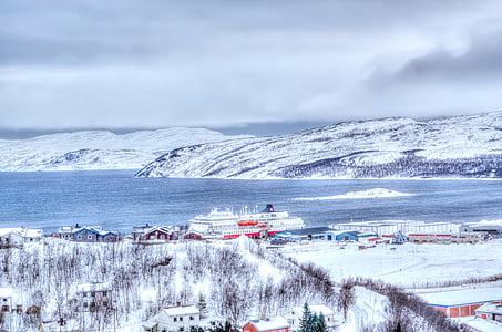 Kirkenes, Norvēģija, kalni, ainava, sniega, daba, ziemas