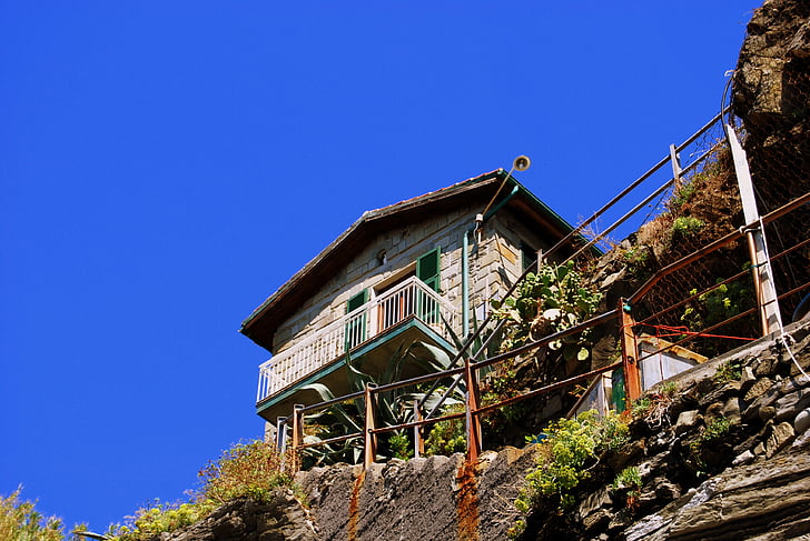 House, Rock, kivi, taivas, Cinque terre, Liguria, Italia
