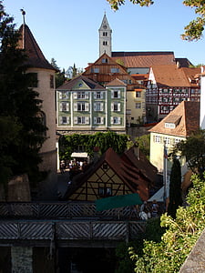 Meersburg, Bodeni-tó, óváros, fachwerkhäuser, romantikus, rácsos, a középkorban