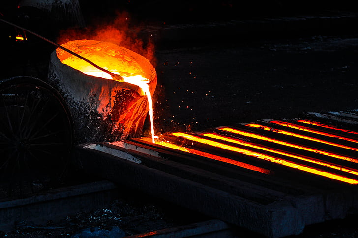 iron, melt, furnace, metal, hot, fire, metallurgical