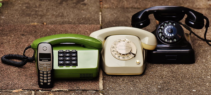 telepon, model, generasi, lama, komunikasi, telepon, Dial