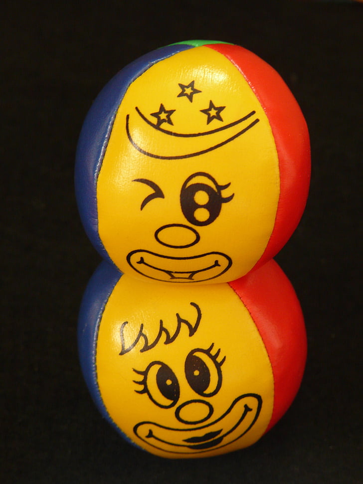 Jongleer ballen, ballen, jongleren, gezicht, clown, kleurrijke, Kleur