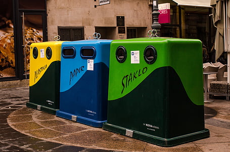 ανακύκλωσης, ανακύκλωση, σκουπίδια, σκουπίδια, γυαλί, χαρτί, πλαστικό
