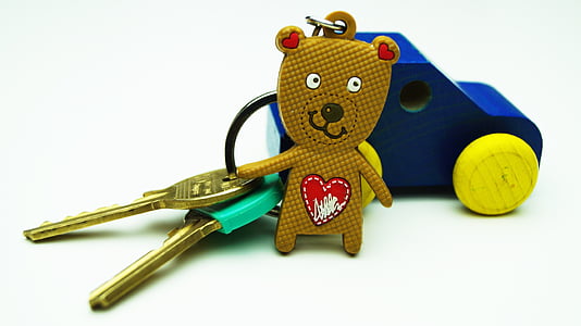 coche, teclas, llave del coche, Teddy, juguete, oso de, FOB