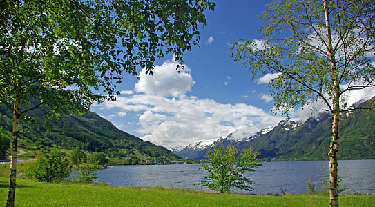 Noruega, É claro, água, Lago, natureza, montanha, paisagem