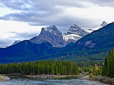 το φθινόπωρο, βουνά, δάσος, Ποταμός, Ποδηλασία, Βραχώδη Όρη, Καναδάς