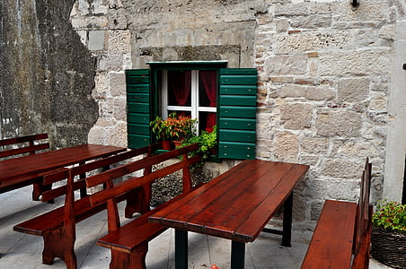 Dalmatian jendela, Restoran, Kroasia, Adriatic, Mediterania, Eropa, perjalanan