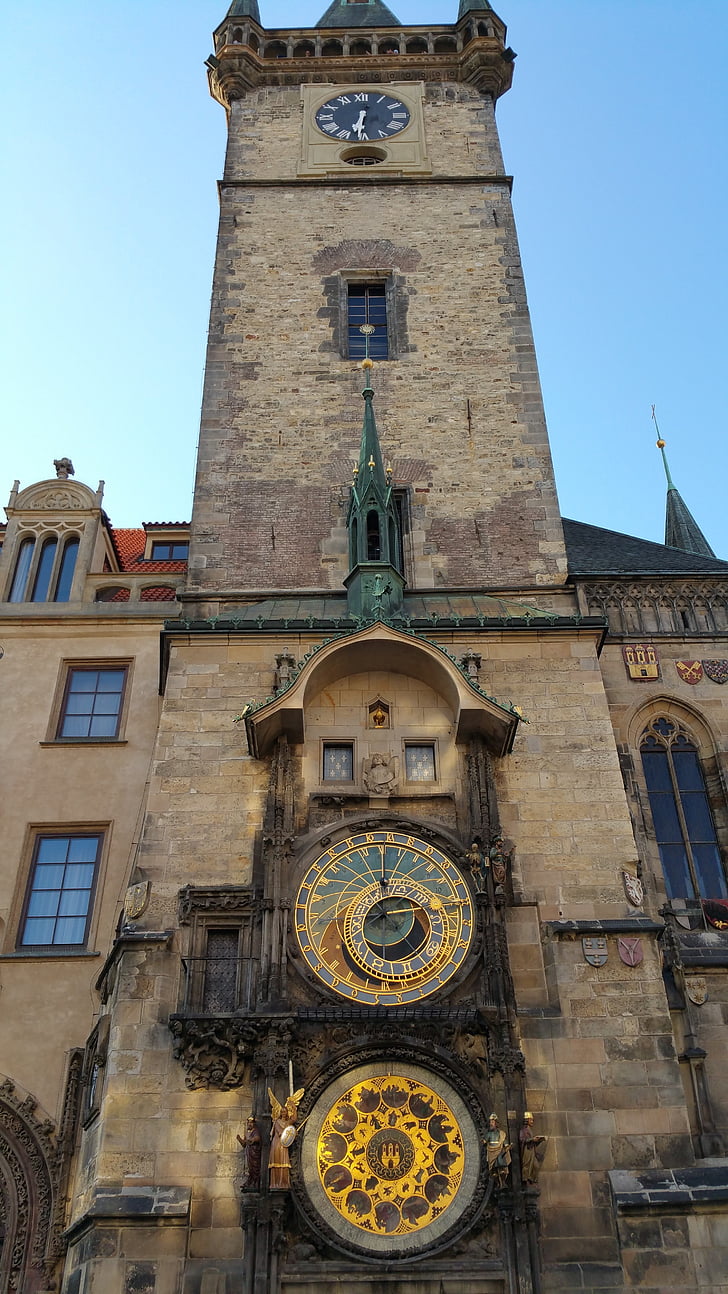 Ceasul Astronomic, piaţa oraşului, ca, astronomice, Praga, ceas, Cehă