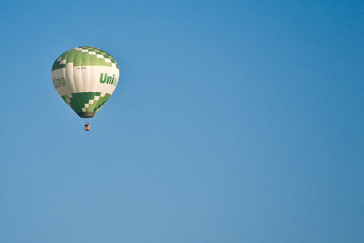 balon, cu maşina, zbura, cer, balon cu aer cald, colorat, privire de ansamblu
