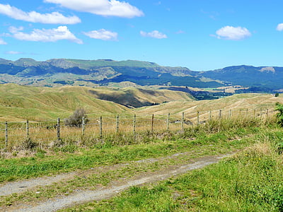 paisagem, Nova Zelândia, céu, viagens, cenário, nuvens, verde