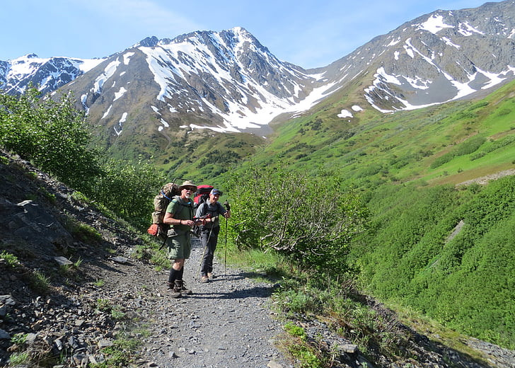 Alaska, senderismo, mochila, caminata, desierto, montaña, recreación