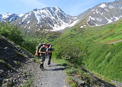 阿拉斯加, 徒步旅行, 背包, 徒步旅行, 荒野, 山, 娱乐
