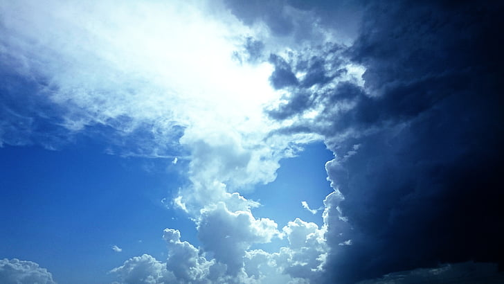 nuvole, Nuvola, cielo, blu, la forma delle nuvole, tempo, bianco