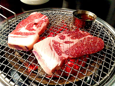 pork, char-grilled, jeju black pig, korean food, meat, food, steak