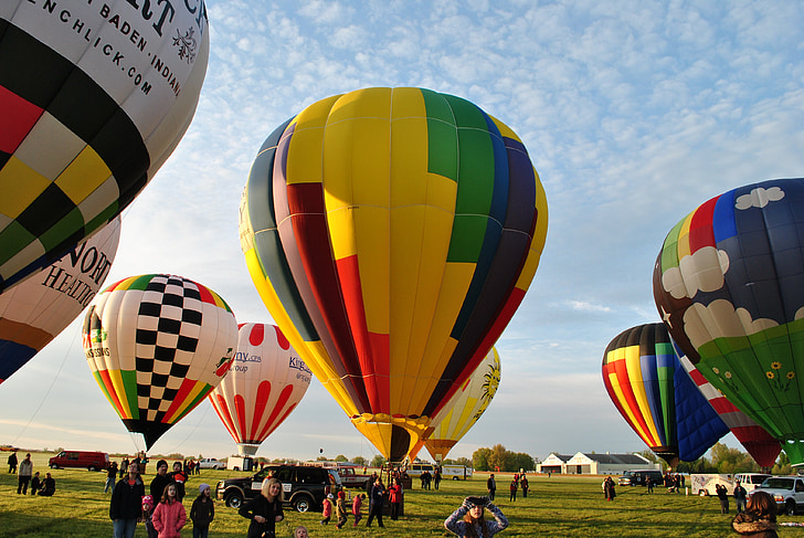 balões de ar quente, balão, passeio de balão, voo, voar, cesta, voando