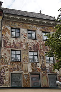 fasáda, Fasáda domu, malované, historicky, budova, rafinovaně, Bodamské jezero