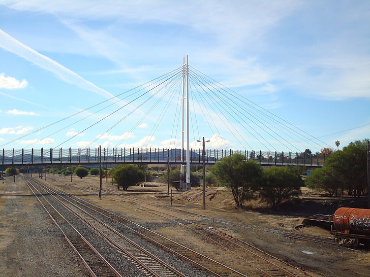 natur, design, prosjektering, jernbane spor, transport, stål, Bridge - mann gjort struktur