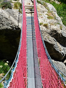 suspension bridge, bridge, crossing, river, rope bridge, ropes, stretched