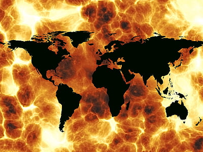 feu, explosion, Global, mondialisation, Globe, commerce, routes commerciales