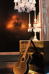 Muzyka, gitara, Świecznik, sztuka
