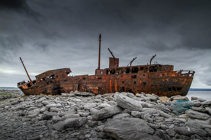 ship wreck, stranded, wreck, shipwreck, nautical Vessel, abandoned, sea