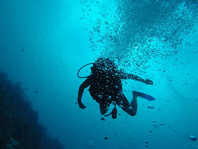 подводное плавание, пузыри, Подводный, подводное плавание, мне?, Подводный дайвинг, Голубой