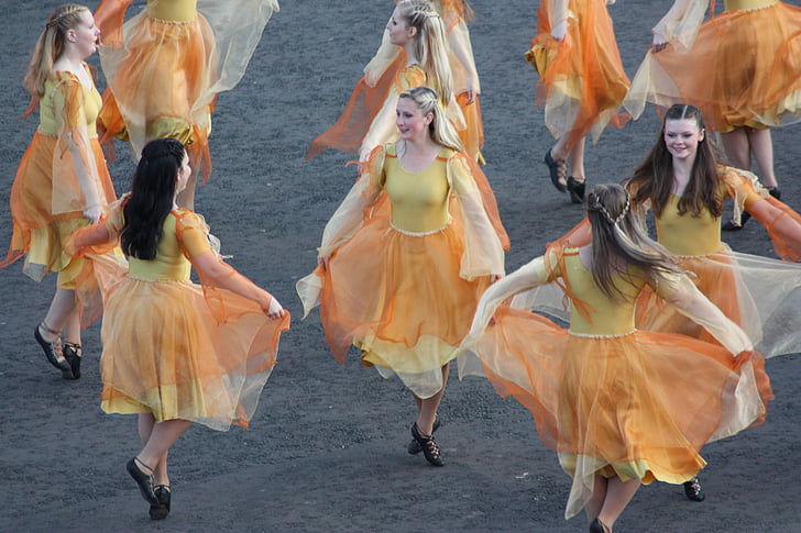 สาว, ผู้หญิง, นักเต้น, ชุดเดรส, สีเหลือง, ความบันเทิง, หญิง