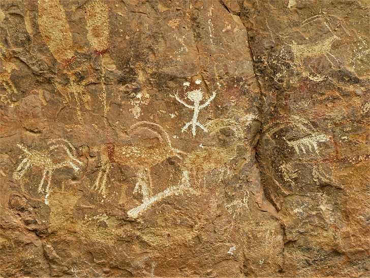 petroglyphs antigos, arenito vermelho, Arizona, caminhadas