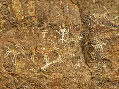 senovės petroglyphs, raudonojo smiltainio, Arizona, žygiai pėsčiomis