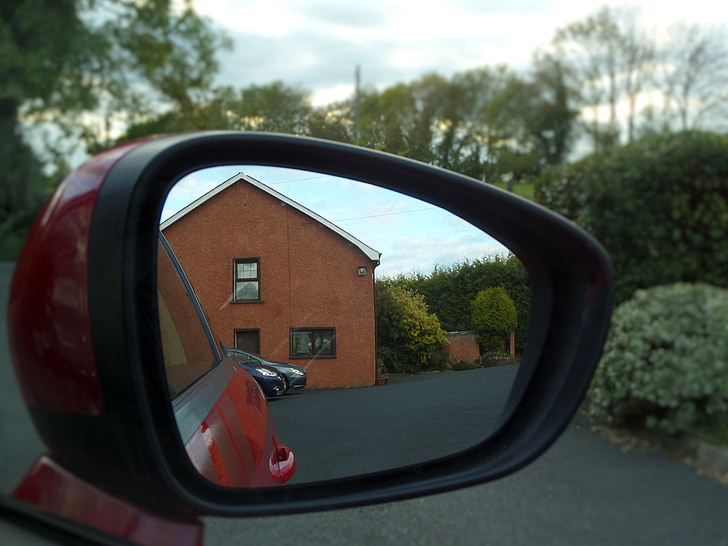 кола, огледалото за обратно виждане, отражение