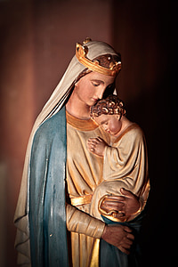 Djevica, Marija, Madonna, Isus, beba, kip, Krista