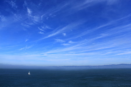 небо, океан, воды, Голубой, мне?, волны, лодка