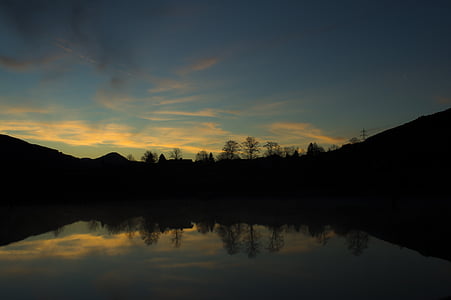 woda reflection, Jezioro, Wschód słońca, dublowanie, Natura, nastrój, wody