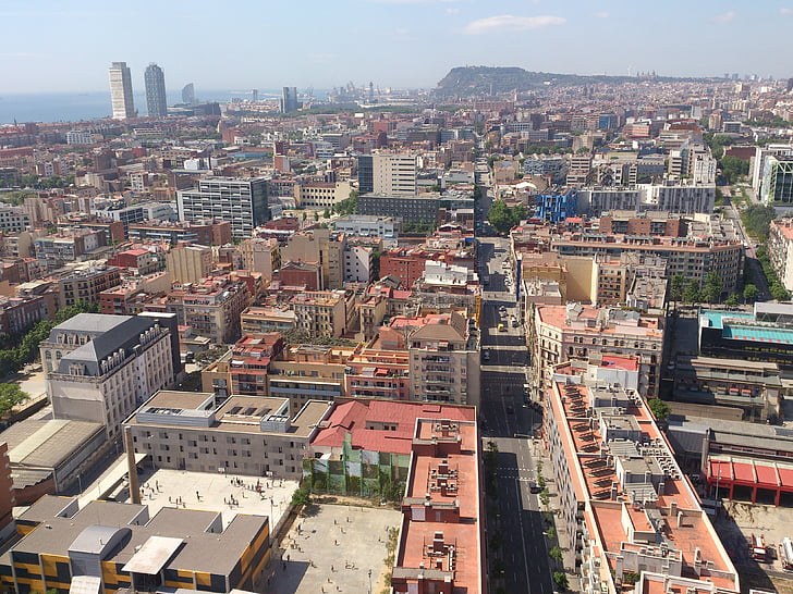 město, budovy, stavebnictví, městský, fasády, Barcelona