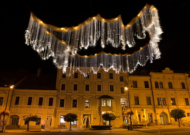 lichte expo, licht, kunst, nacht, gebouwen, Banská bystrica, stad
