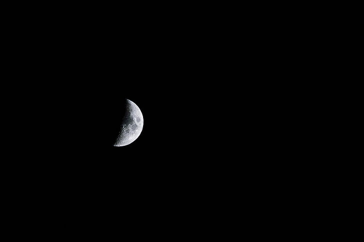 fosc, nit, cel, Lluna, llum, l'astronomia, superfície de la lluna