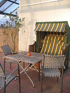 pludmales krēsls, tabula, krēsls, dārza restorānā, mēbeles, sienas