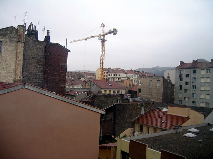 Saint etienne, byen, Crane, distriktet, bygninger, Panorama, Urban