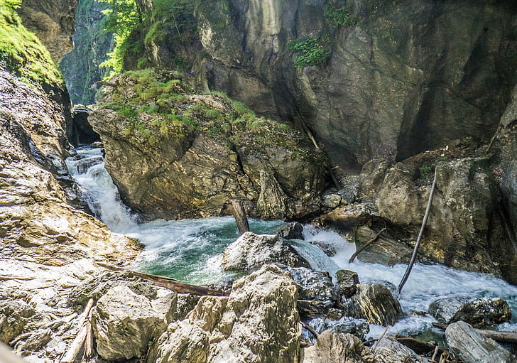 waterfall, liechtensteinklamm, gorge, austria, water, rocks, nature