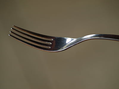 叉子, 餐具, 金属叉, 吃, 关闭