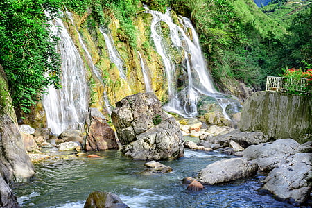 sten, vattenfall, naturen, landskap, floden, resor, turism
