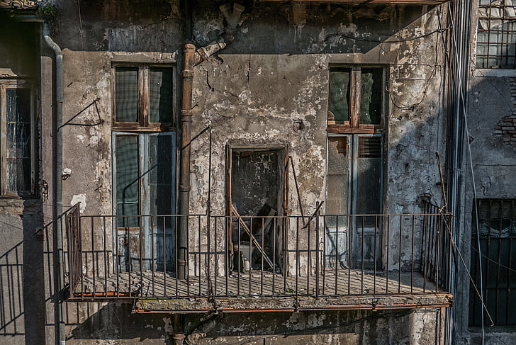 Windows, Stari, zgrada, berba, slomljena, prašina, napuštena
