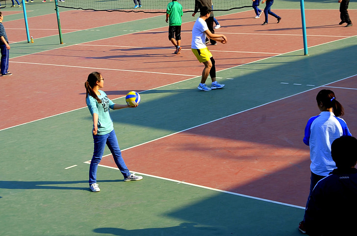 Sport, personer, studenter, volleyboll, domstolen, domstolarna, spel