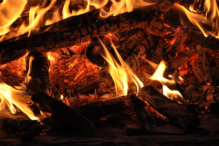 vypalování, dřevěné uhlí, Bonfire, oheň, plameny, dřevo, protokoly