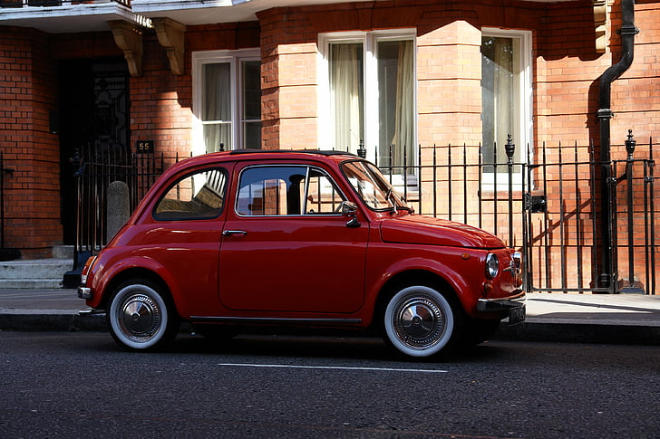 Fiat 500, máquina, Londres, Inglaterra, rua