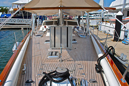 sailboat, boat deck, foredeck, teak deck, hatches, boat, yacht