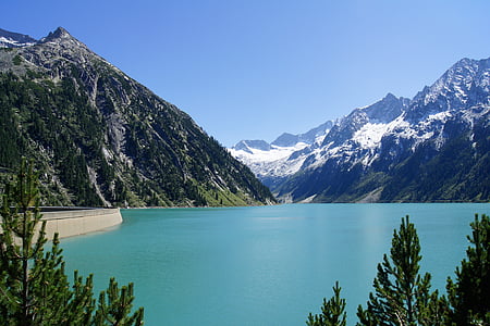 Zillertal, Tirol, montanhas, reservatório, poder da água, Alpina, Áustria