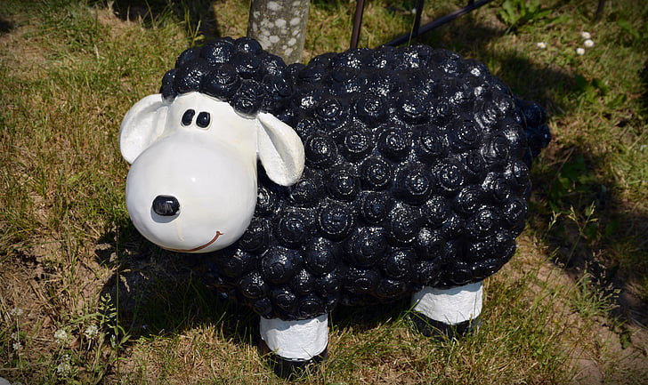 ovella negra, decoració, divertit, diversió, figura, decoració jardí