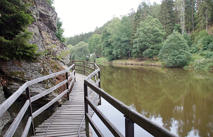 footbridge, rieka, Rock, Galéria, drevený most, výlet