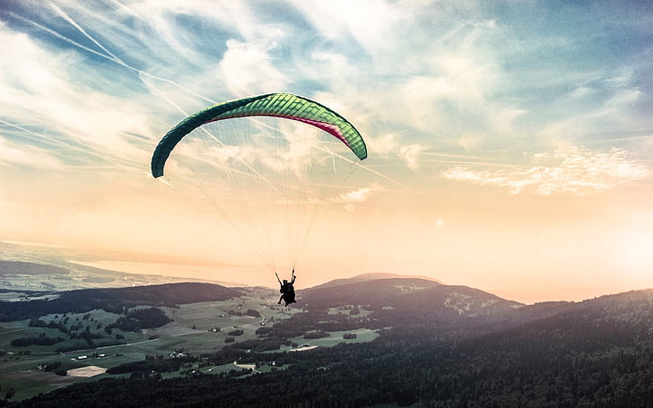 Paragliding, Gleitschirm, Abs., Segelflugzeug, Himmel, Abenteuer, Extreme